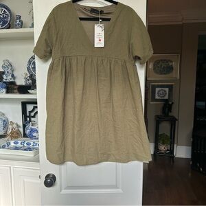 YIBOCK - NEW baby doll dress poly cotton blend w/ lining, short sleeve cuffed